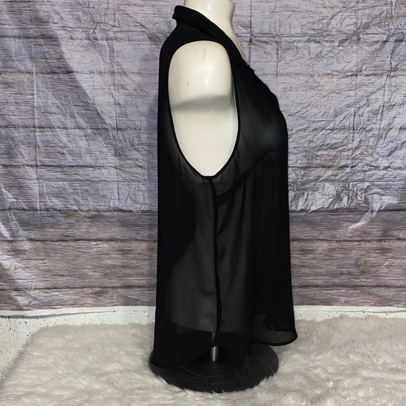 Divided Black Sheer Tunic Tank Top - Picture 4 of 6